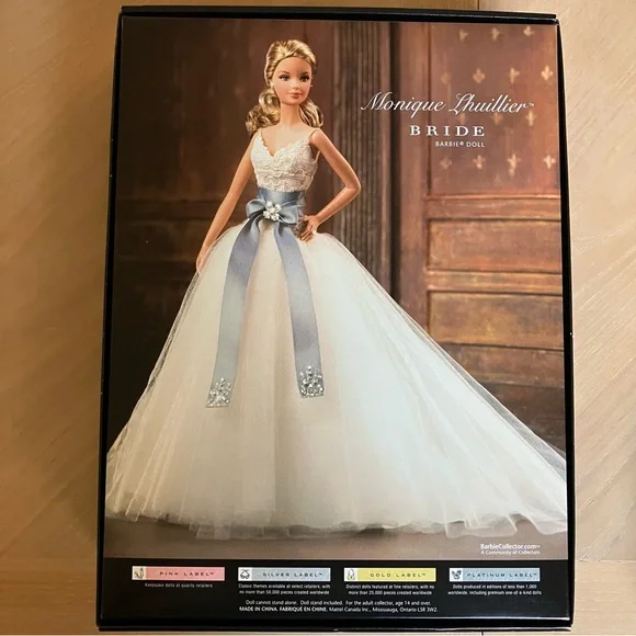 MONIQUE LHUILLIER Platinum Label Blonde Bride Barbie Collector Doll 2006 NIB - Picture 3 of 16